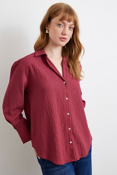 Never more Parallel Striped Shirt Claret Red