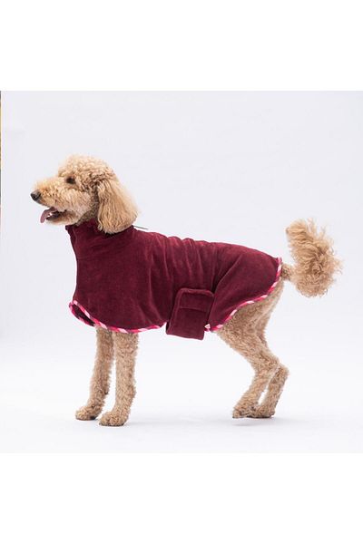 Pawstar Burgundy Bogota Medium and Large Breed Dog Bathrobe Dog Drying Towel