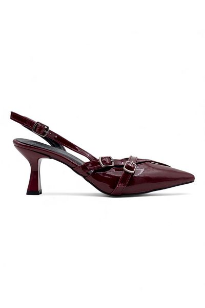 Berk Cross Weft High Heeled Evening Dress Patent Leather Claret Red