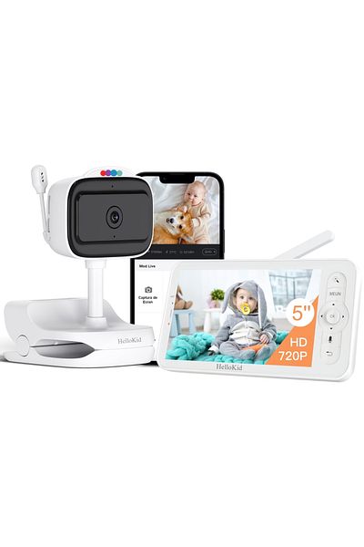 Smart Vibe Hellokid™ 4tview 2k 3in1 Wireless Wifi Baby Monitor Ambient Lights, 3000 Mah, Phone App
