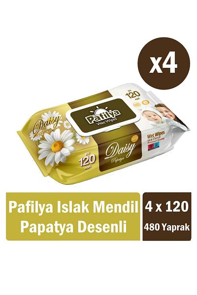 Pafilya Daisy Patterned Wet Towel Wipes 4X120 (480 Leaves)