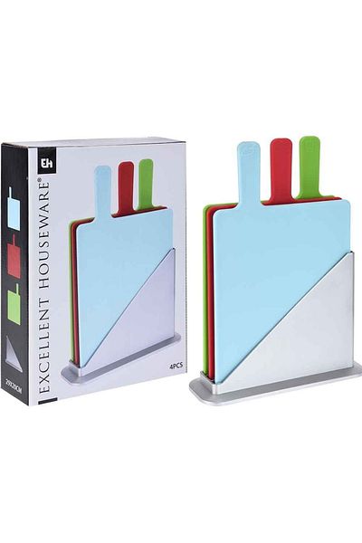 Excellent Houseware Set of 3 plastic choppers with stand, 29x20 cm. weight 900 gr.
