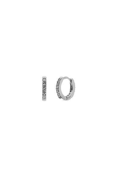 ohmygod jewelry Earrings with Silver Stones and Crystals, 1 Cm - Mini Bali Silver