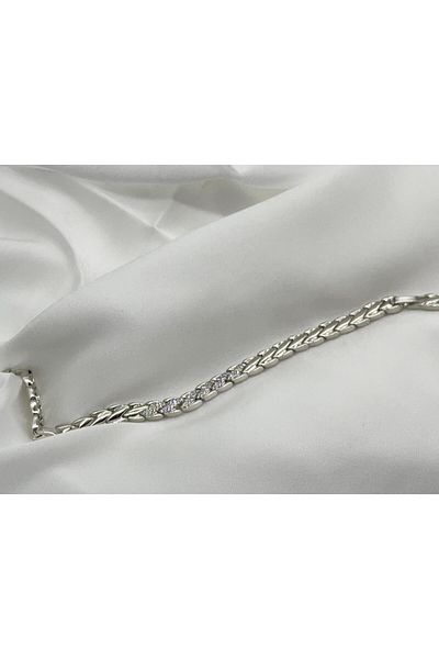 Lunays Xoping Zircon Stone Braided Model Women's Bracelet Color Silver