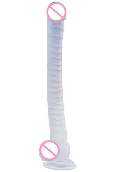 WildFashion Giant, realistic dildo with ridges and silicone suction cup, transparent TOY343-00