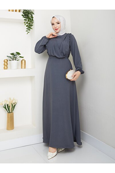 BURCU TESETTÜR Pearl Detailed Ruffle Front Dress 1152