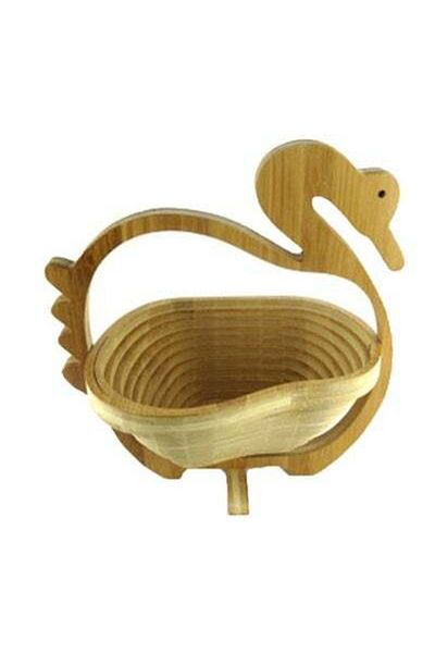 HALAMODO Wooden Creative Fruit Basket Duck Shape Beige 27x30x1.8cm