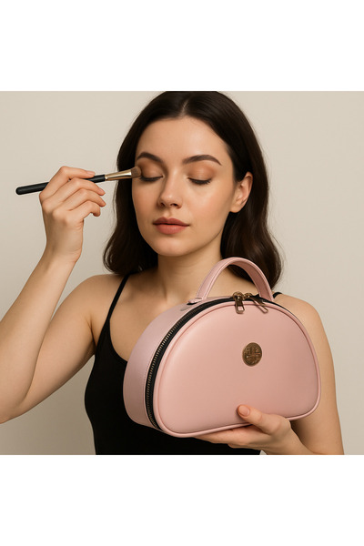 Maykis "حقيبة يد ومكياج نسائية محمولة - منظم مستحضرات تجميل وردي أنيق"