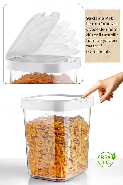 MYBOX 2-Piece Mega Flour Pulses Food Container - Detergent Dispenser Powder Detergent Storage Box with Lock Lid 2X6 Lt