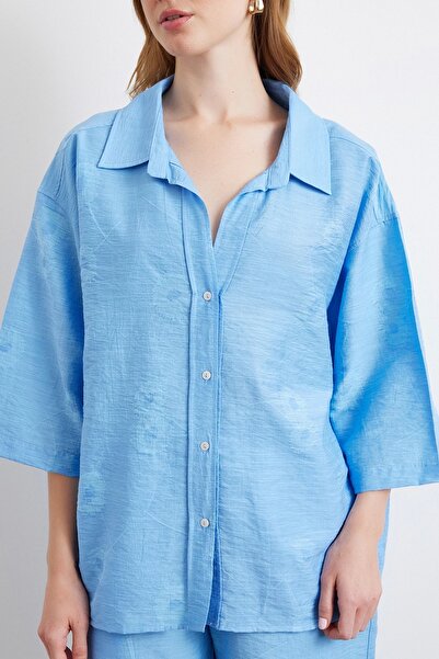 Never more Πουκάμισο Fakir Oversize Μπλε