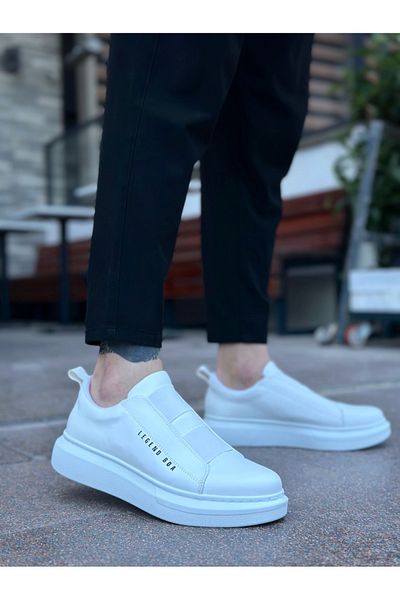Lavish Gold BA0307 BOA Thick High Sole Double Tape White Men's Shoes