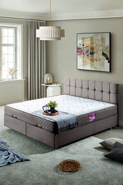Setay Berlin Çift Kişilik Baza Başlık Letto Yatak Seti Kahverengi