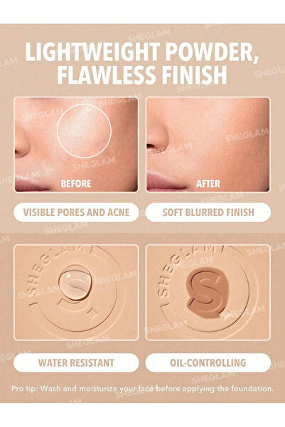 SHEGLAM Skin-Focus High Coverage Powder Foundation-Nude