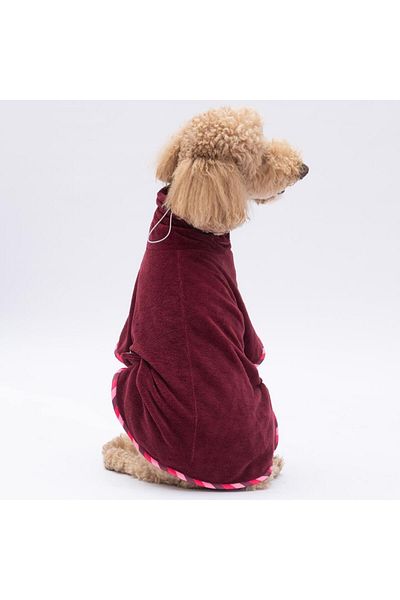 Pawstar Burgundy Bogota Medium and Large Breed Dog Bathrobe Dog Drying Towel