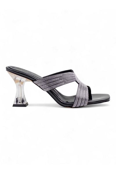 Lameira Lamei̇ra 3251 Stone Evening Dress Slippers Black