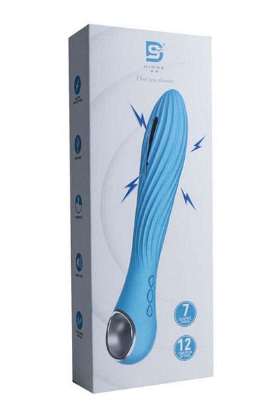 WildFashion Vibrator cu striatii, functie de electrostimulare si multiple moduri de vibrare, SkyBlue TOY350-48