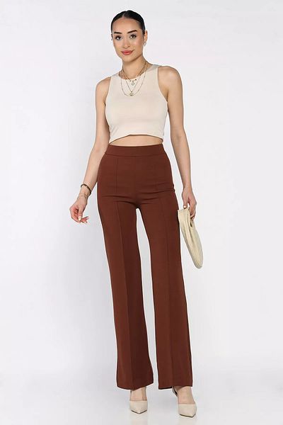 GÜLSELİ Brown Grassland Women's Wide Leg Trousers
