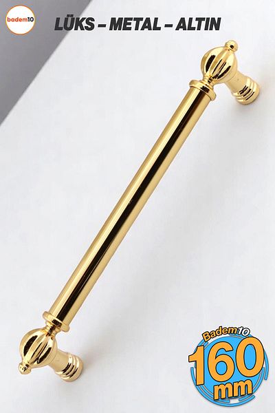 Badem10 Defne Metal Gold Mâner auriu 160 mm Sertar de mobilier Dulap de bucătărie Mânere de ușă Dulap Mâner de ușă