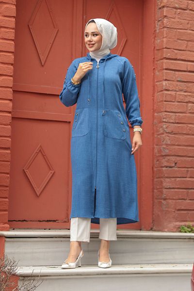 Neva Style Căciulă Hijab Albastru Indigo cu glugă 511ım