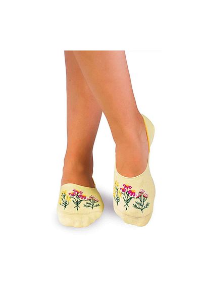 Pirin Hill Cotton sock socks, floral pattern, Yellow
