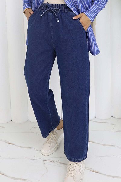 benguen Τζιν παντελόνι με ελαστική μέση Navy Blue 4083