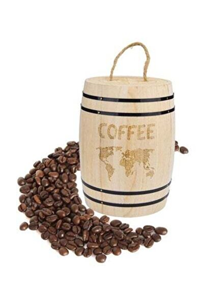 HALAMODO Airtight Wooden Coffee Bean Container Beige 6.9 x 4.5inch