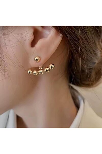 İnci Çift Parçalı Şık Tasarım Çelik Küpe