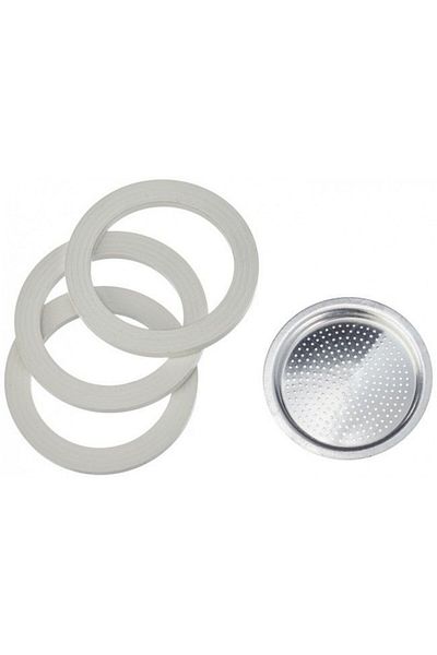 Ghidini Set de 3 cești de espresso Ghidini Pezzetti pentru 6 porții, cauciuc, sită din aluminiu