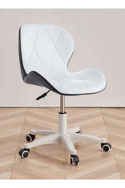 Taimi Ergonomic Desk Chair with Adjustable Height, Study Chair, Stylish Design Padded Cushion White/Black