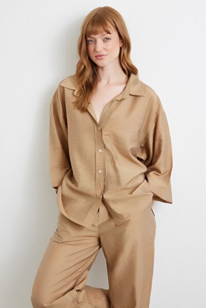 Never more Πουκάμισο Fakir Oversize Καφέ