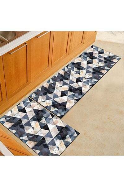 HALAMODO 1-Piece Luxurious Modern Geometric Pattern Rectangular Anti-Slip Kitchen Floor Mat 40x60cm