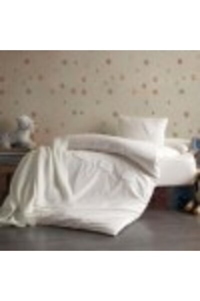 Class Home Collection Βρεφικό σετ - κουβέρτα από λινό και μουσελίνα με ανάγλυφο κέντημα, Cloud White