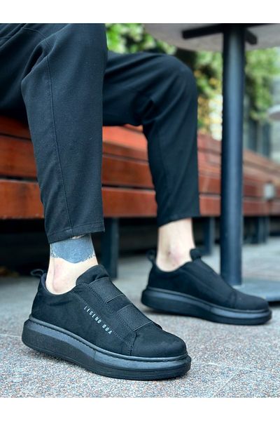 BOA BA0307 BOA Thick Suede High Sole Double Tape Black Men's Shoes