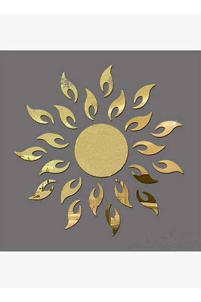 HALAMODO 3D DIY Mirror Wall Sticker Gold 50x50centimeter