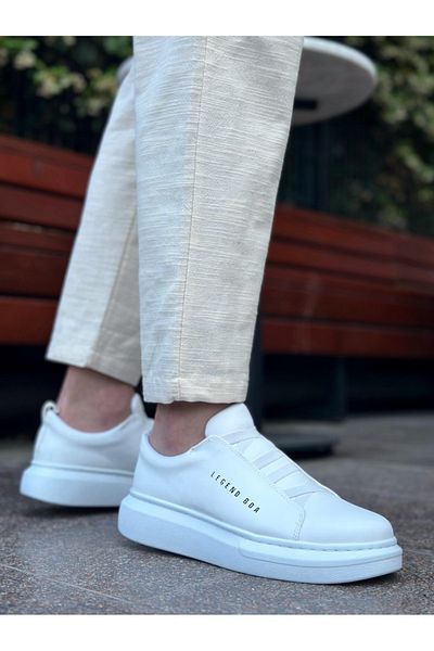 BOA BA0134 BOA Thick High Sole Cross Band White Men's Shoes