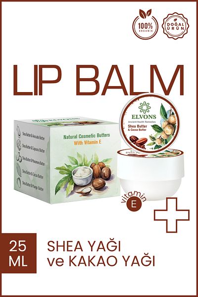 Elvons Lip Balm - Lip Cream - Vaseline, Cocoa & Shea Butter - Repairing & Moisturizing Cream 25ml
