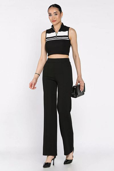 GÜLSELİ Black Grass Women's Wide Leg Trousers