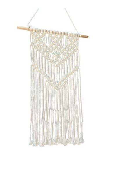 HALAMODO Hand Made Wall Hanging Tassel Tapestry Beige 40x60centimeter
