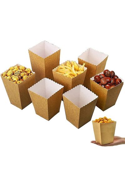 Einesin Set of 30 Einesin popcorn bags, paper, brown/white, 9 x 9 x 13.6 cm