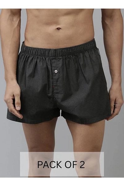 The Bear House Men's Cotton Boxers Pack of 2 Soft, Breathable & Comfortable Fit for Daily Wear