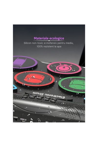 MaGeCa Electronic Drum Set With Foot Pedals, Compact And Portable Design, 9 Drum Pads