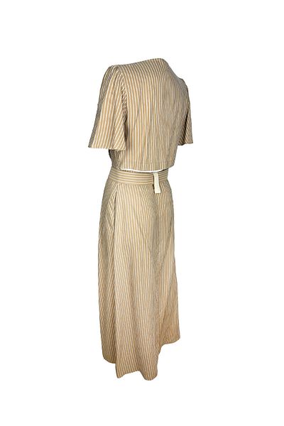 KAMEYA Striped Beige Midi Dress