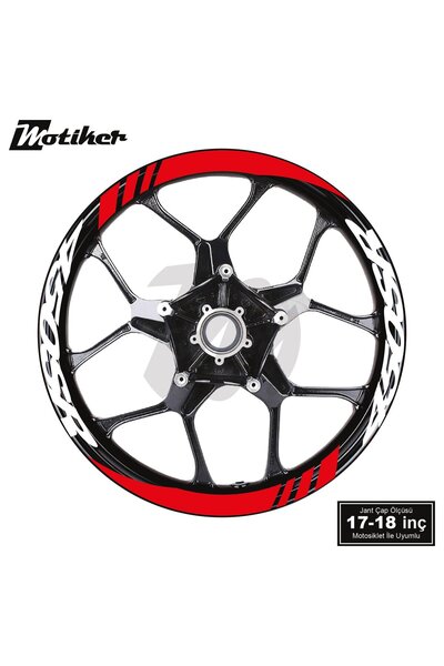 Motiker CFMOTO 450SR Geniş Jant Sticker Modeli 16'lı Kırmızı Beyaz