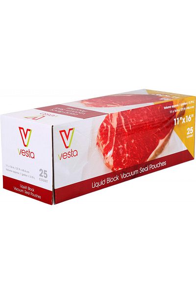 Vesta Precision Set of 25 Vesta Precision vacuum food bags, plastic, transparent, 27.9 x 40.6 cm