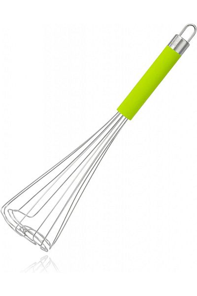 Uulki flat kitchen whisk, stainless steel/plastic, green/silver, 27 cm