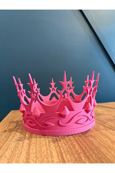 Atlas Lab Prenses ve Kraliçe Tacı – Pembe - 3D Baskı Kostüm Aksesuarı – Doğum Günü Tacı (14 cm Çaplı) Taç