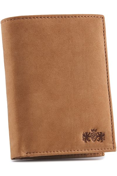 zagatto Ertical Slim Men's Wallet, Cognac Leather, Rfid, 7 Card Slots, 3 Id Windows, Handmade, Zg-n4-f10
