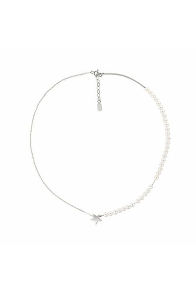 ohmygod jewelry Colier din argint cu perle 4 mm, 40 cm - Perle și stele