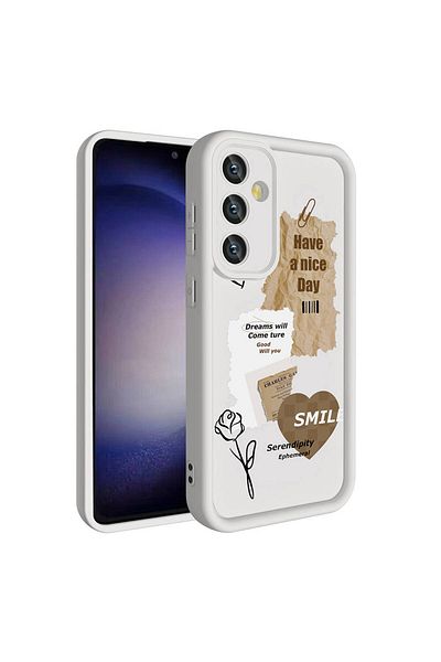 System Com حافظة هاتف Galaxy A35 مطبوعة بسطح خلفي وحماية للكاميرا SYS Classy Cover - بني داكن