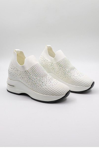 KRISTE BELL Stone Detailed Sneaker Women's Sports Shoes Kb008 White